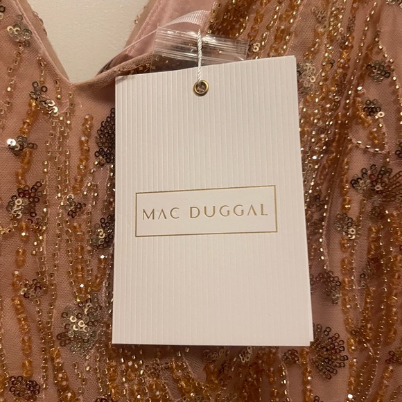 Mac Duggal Long Sleeve Sequin Dress in Blush - Picture 2 of 4